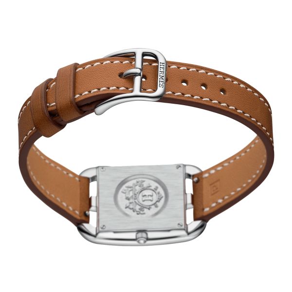 Montre HERMÈS Cape Cod Petit Modèle quartz cadran argenté bracelet cuir marron 31 mm W040232WW00