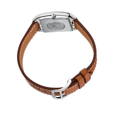 Montre HERMÈS Cape Cod Petit Modèle quartz cadran argenté bracelet cuir marron 31 mm W040232WW00