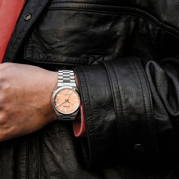 Montre Citizen Tsuyosa automatique cadran saumon bracelet acier 40 mm