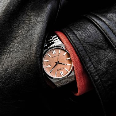 Montre Citizen Tsuyosa automatique cadran saumon bracelet acier 40 mm