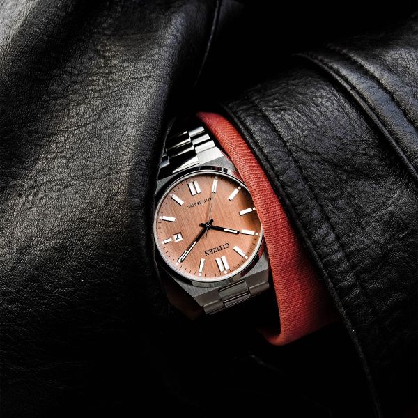 Montre Citizen Tsuyosa automatique cadran saumon bracelet acier 40 mm