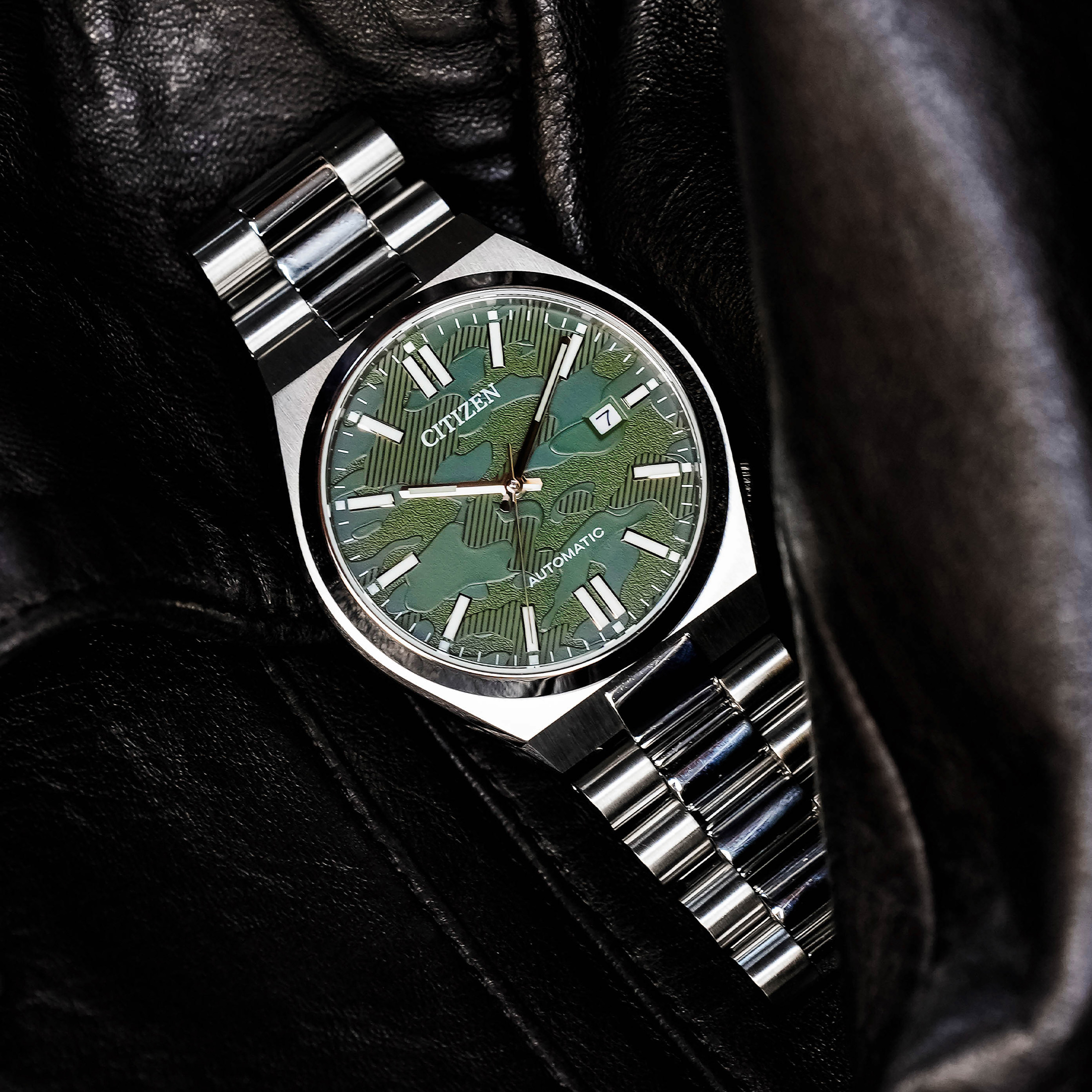 Montre Citizen Tsuyosa automatique cadran "camouflage" bracelet acier 40 mm