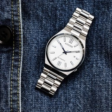 Montre Citizen Tsuyosa automatique cadran blanc bracelet acier 40 mm