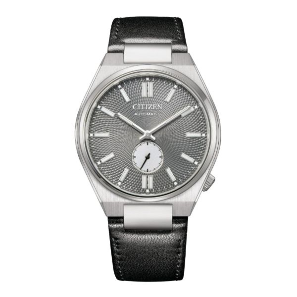 Montre Citizen Tsuyosa Petite Seconde automatique cadran gris bracelet cuir 40 mm