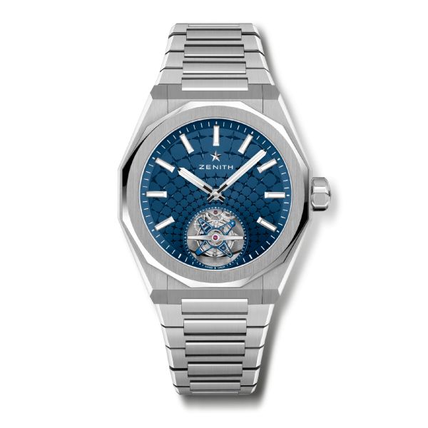 Zenith Defy Skyline Tourbillon El-Primero automatic watch blue dial steel bracelet 41 mm