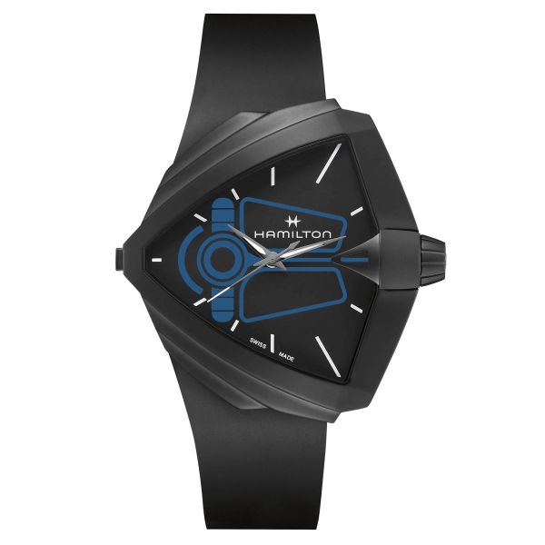 Hamilton Ventura XXL Bright Dune Limited Edition quartz watch black dial rubber strap 52 x 47.6 mm H24614330