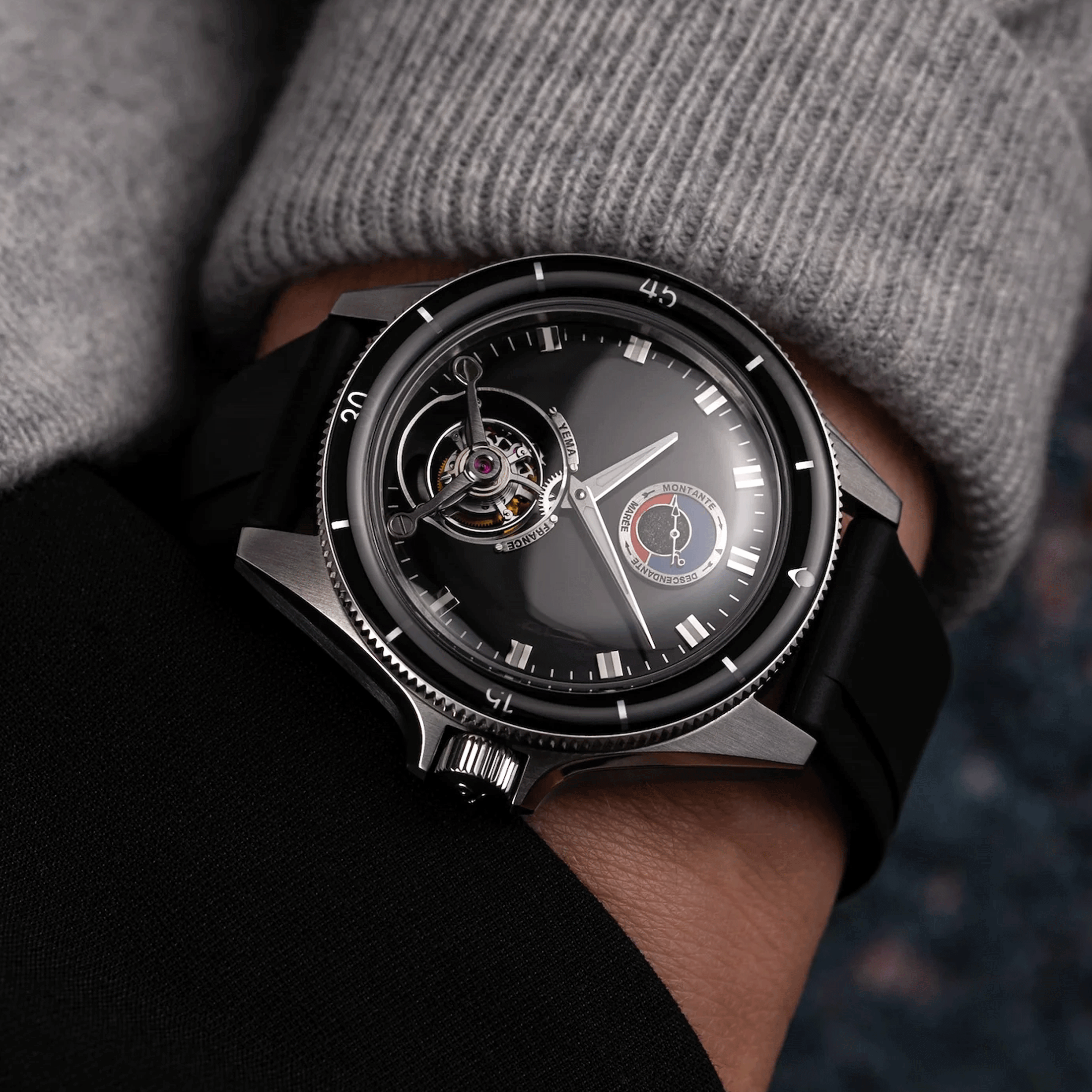 Montre Yema Yachtingraf Tourbillon Mareographe Acier 75ème anniversaire 42,5 mm 37.33.66.SN.U6