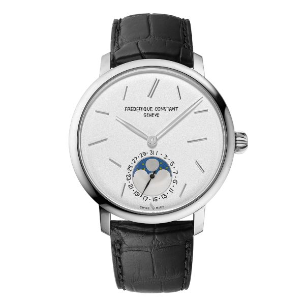 Frédérique Constant x seconde/seconde/ Slimline Moonphase Date Manufacture automatic white dial leather strap 42 mm