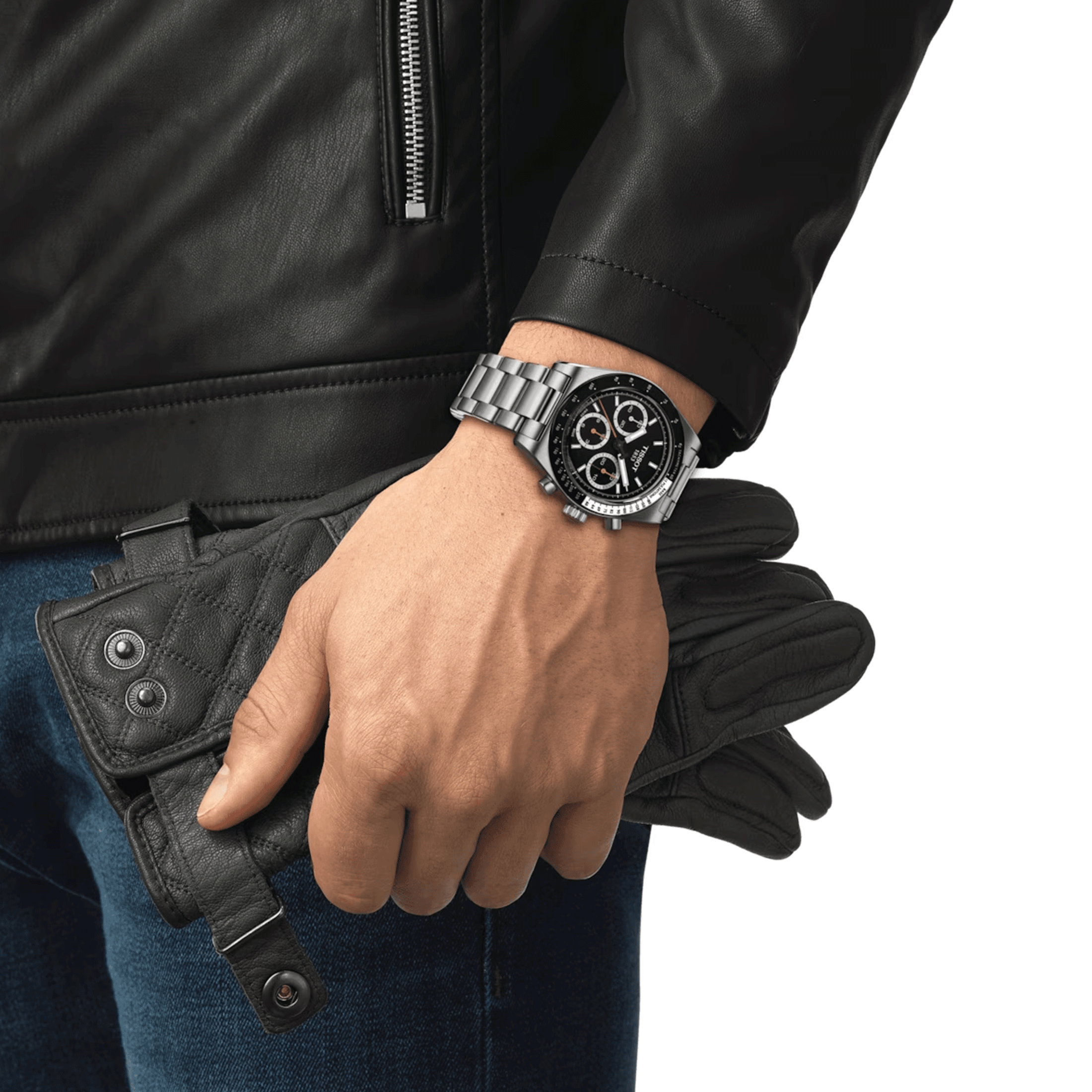 Montre Tissot T-Sport PRS 516 Chronographe mécanique cadran noir bracelet acier 41 mm T149.459.21.051.00