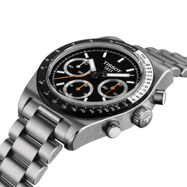 Tissot T-Sport PRS 516 mechanical chronograph watch black dial steel bracelet 41 mm T149.459.21.051.00