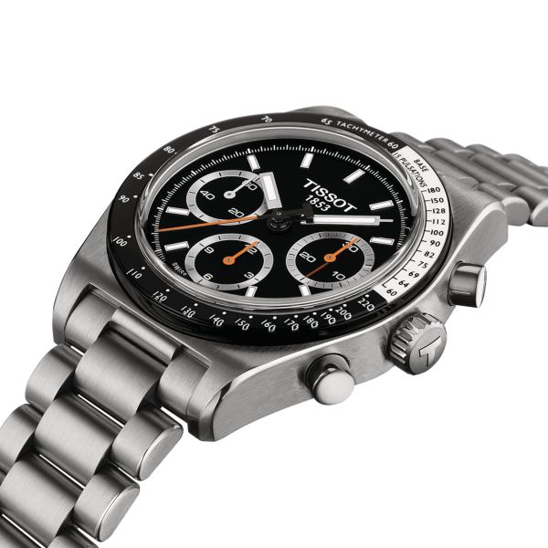 Tissot T-Sport PRS 516 mechanical chronograph watch black dial steel bracelet 41 mm T149.459.21.051.00