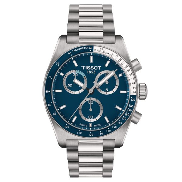 Montre Tissot T-Sport PRS 516 Chronographe quartz cadran bleu bracelet acier 40 mm T149.417.11.041.00