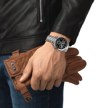 Tissot T-Sport PRS 516 quartz chronograph watch black dial steel bracelet 40 mm T149.417.11.051.00