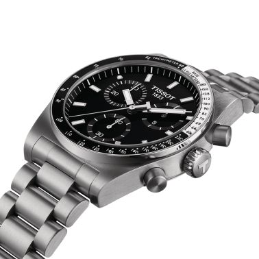 Tissot T-Sport PRS 516 quartz chronograph watch black dial steel bracelet 40 mm T149.417.11.051.00