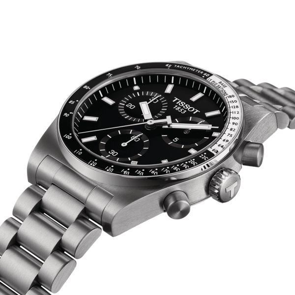 Tissot T-Sport PRS 516 quartz chronograph watch black dial steel bracelet 40 mm T149.417.11.051.00