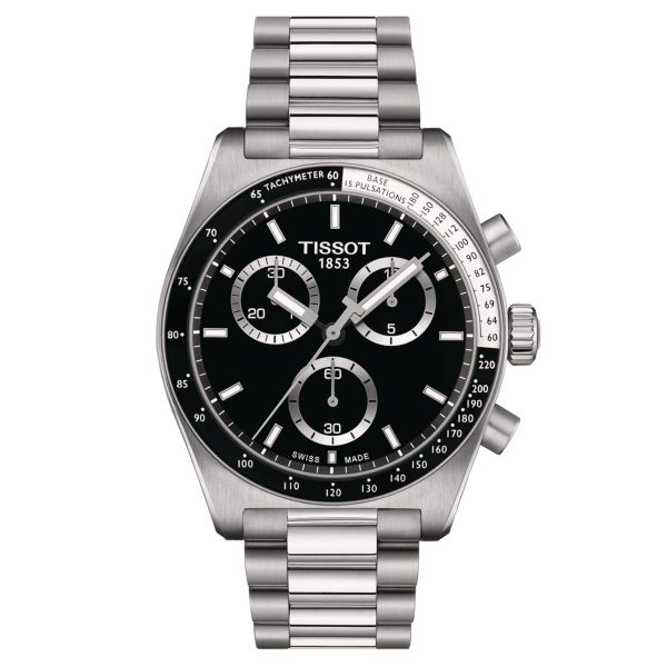 Montre Tissot T-Sport PRS 516 Chronographe quartz cadran noir bracelet acier 40 mm T149.417.11.051.00