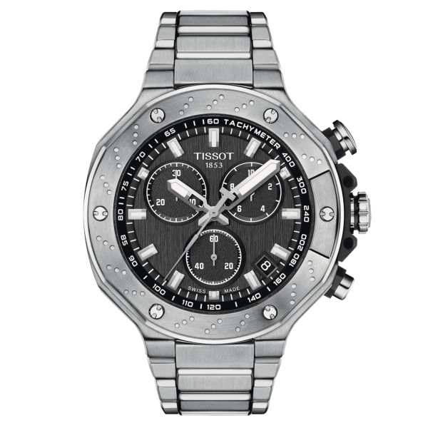 Tissot T-Sport T-Race Chronograph quartz watch black dial steel bracelet 45 mm T141.417.11.051.01