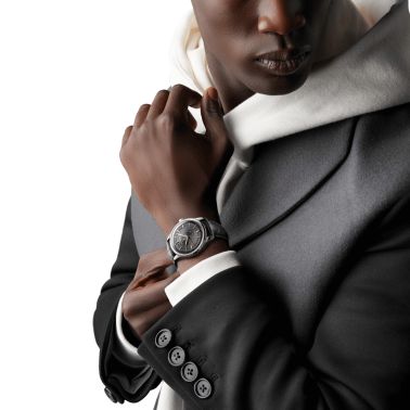 Longines Conquest Heritage Central Power Reserve automatic watch anthracite dial grey leather strap 38 mm