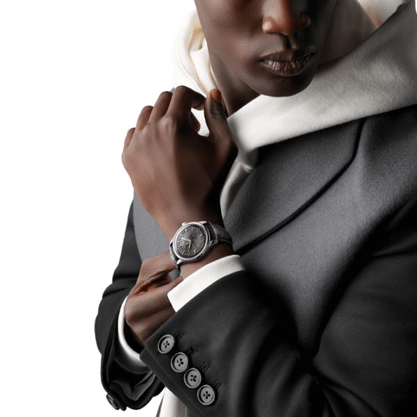 Longines Conquest Heritage Central Power Reserve automatic watch anthracite dial grey leather strap 38 mm