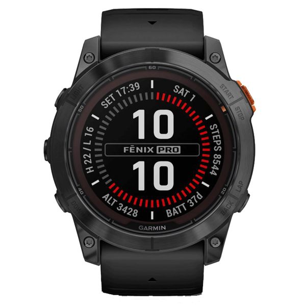 Garmin Fenix 7X Pro Solar Edition Gray Watch strap black silicone 51 mm