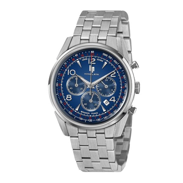 Lip Himalaya Chronograph quartz blue dial steel bracelet 40 mm