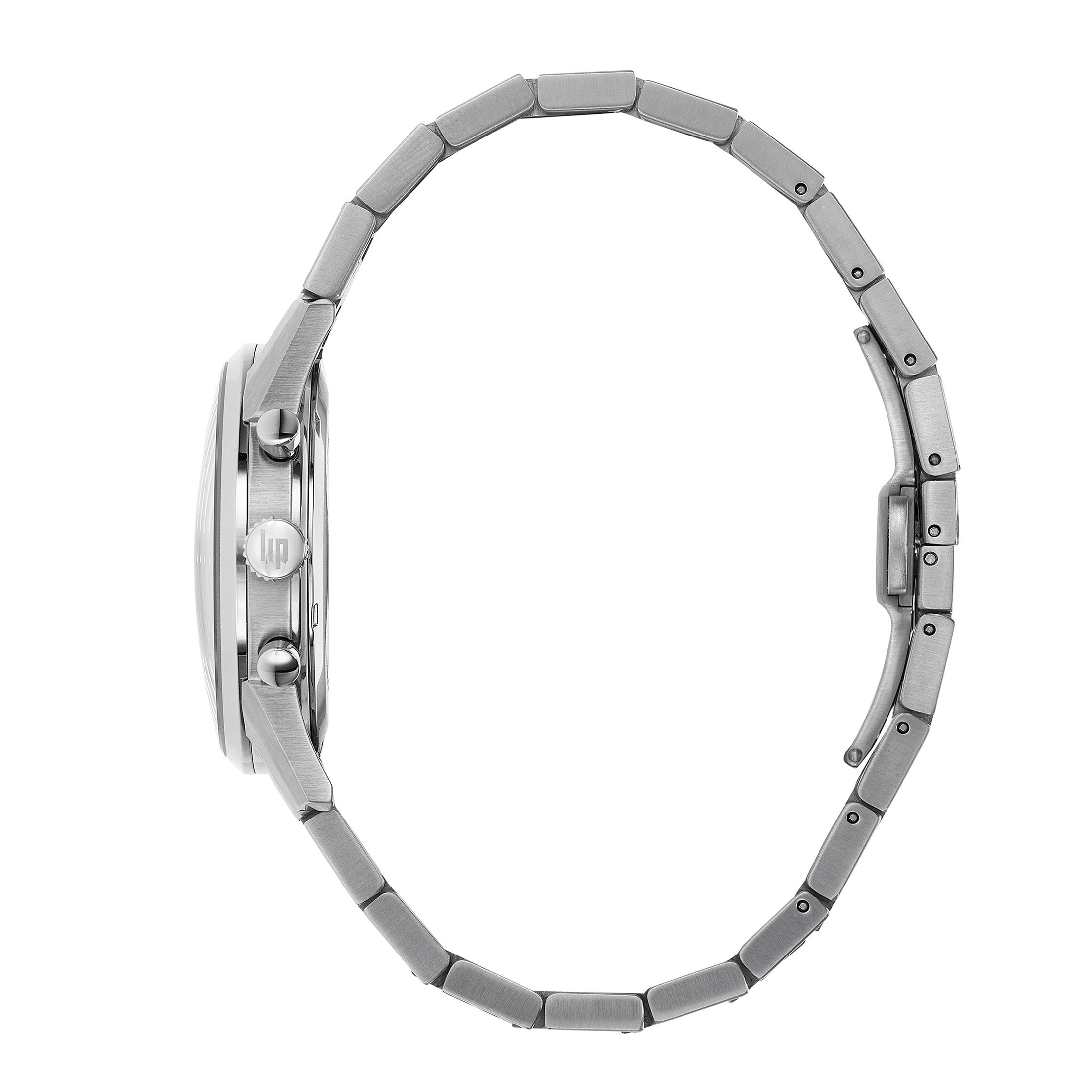 Montre Lip Himalaya Chronographe Quartz cadran bleu bracelet acier 40 mm