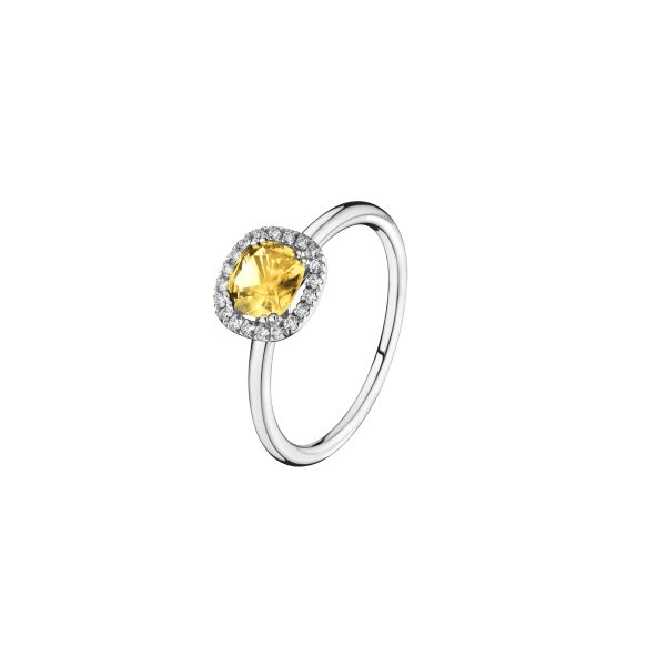 Lepage Lily Rose ring in white gold and yellow sapphire