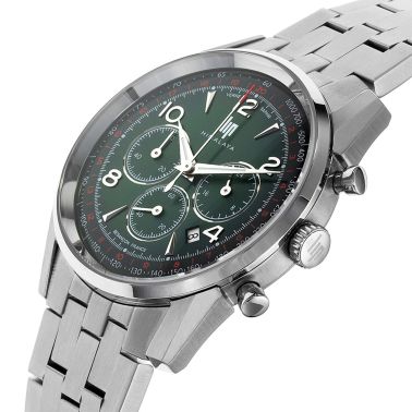 Montre Lip Himalaya Chronographe Quartz cadran vert bracelet acier 40 mm