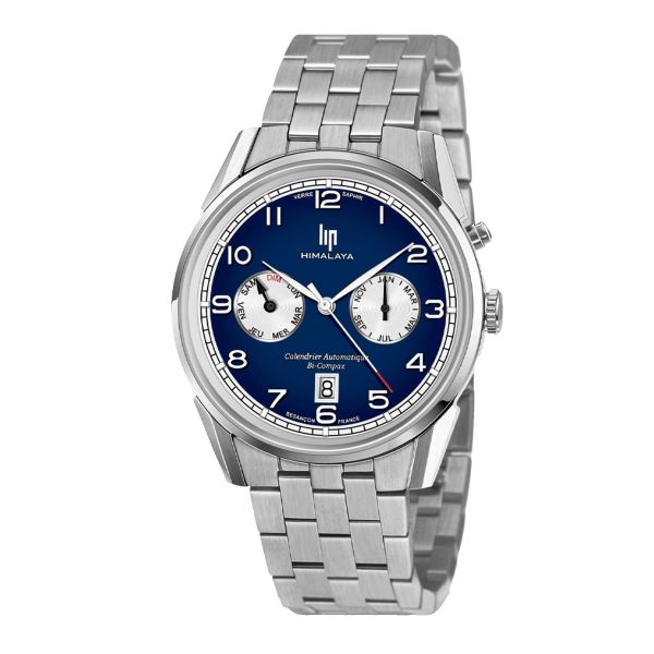 Lip Himalaya Calendar Automatic blue dial steel bracelet 40 mm