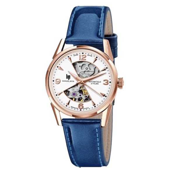 Lip Himalaya Sablier automatic PVD rose gold white dial leather strap 33 mm