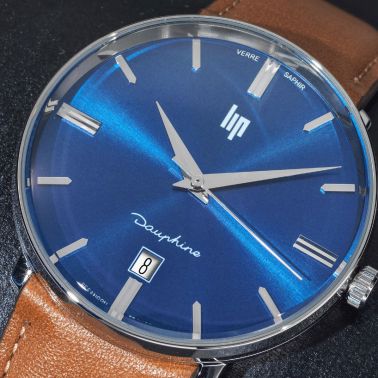 Lip Dauphine quartz blue dial leather strap 38 mm