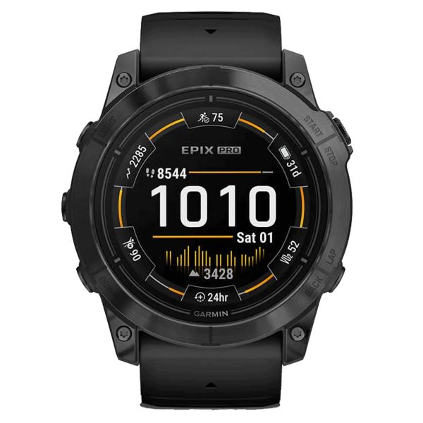 Garmin Epix Pro (Gen2) Standard Edition Gray watch with black silicone strap 51 mm
