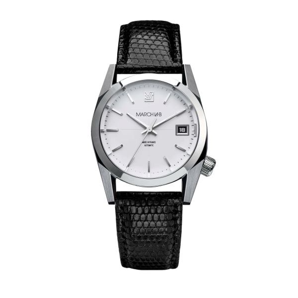 March LA.B AM69 Automatique White lizard leather strap 36 mm