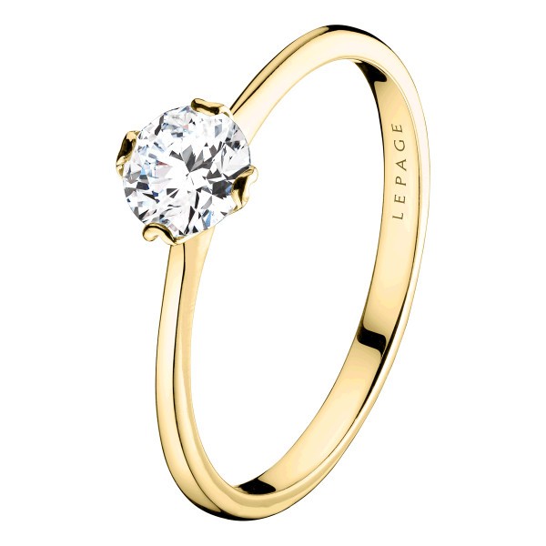 Solitaire Lepage Idylle en or jaune diamant brillant