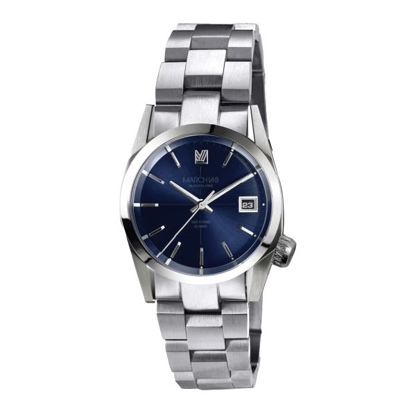 Montre March LA.B AM69 Automatique Navy bracelet acier 36 mm