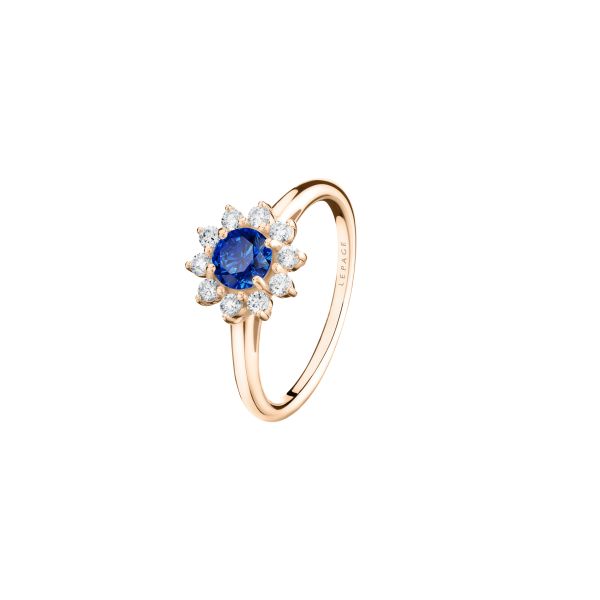Lepage Marguerite ring in rose gold, sapphire and diamonds