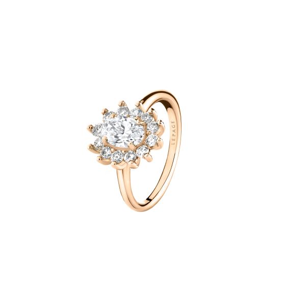 Lepage Daisy ring in rose gold and diamonds