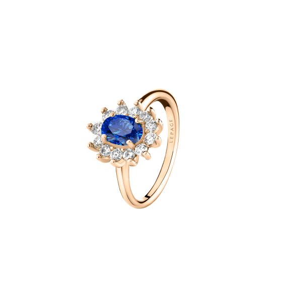 Lepage Daisy ring in rose gold, sapphire and diamonds