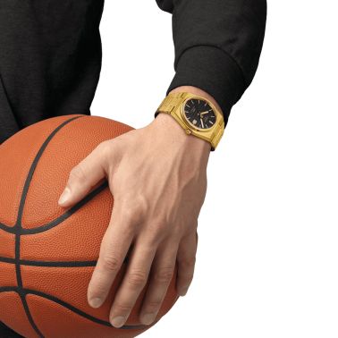 Montre Tissot PRX Powermatic 80 Damian Lillard automatique cadran noir bracelet acier pvd or jaune 40 mm T137.407.33.051.00