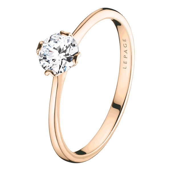 Solitaire Lepage Idylle en or rose diamant brillant