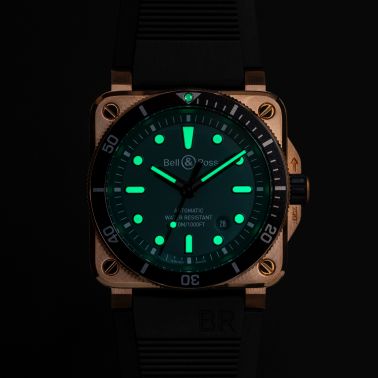Montre Bell & Ross BR 03-92 Diver Black & Green Bronze automatique cadran vert bracelet caoutchouc 42 mm