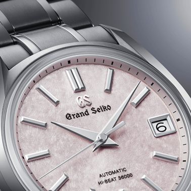 Grand Seiko Heritage 62GS "Sakura-Kakushi" Hi-Beat 36 000 pink dial titanium bracelet 38 mm