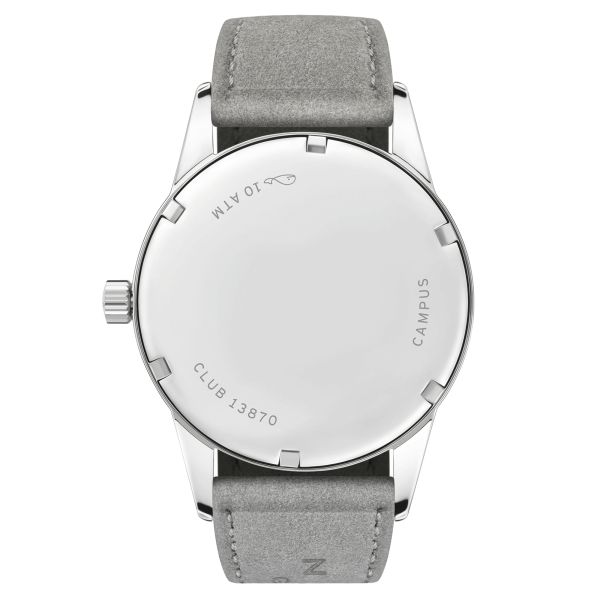NOMOS Club Campus Endless Blue mechanical stainless steel watch turquoise blue dial grey velvet strap 38 mm