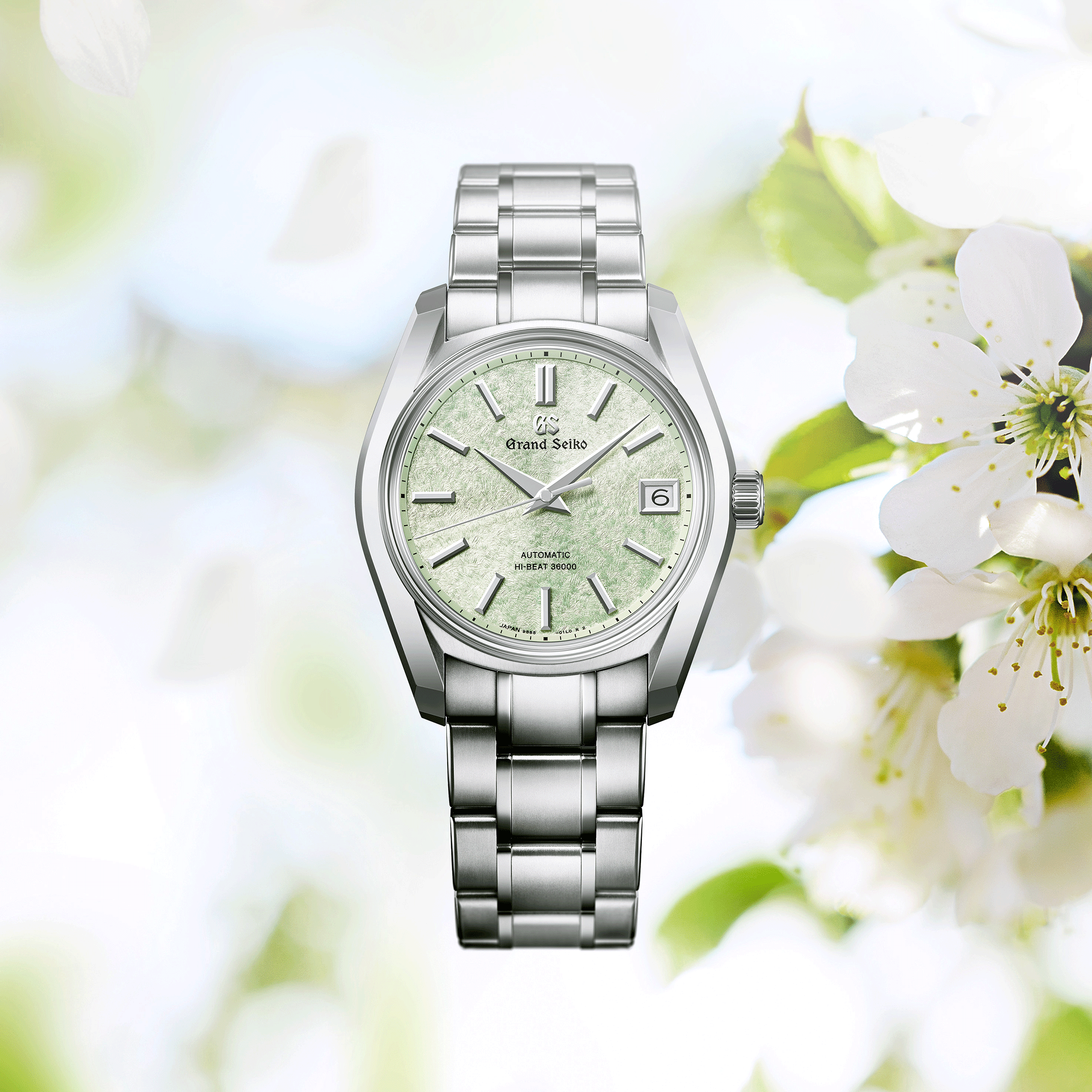 Montre Grand Seiko Heritage 62GS "Sakura-Wakaba" Hi-Beat 36 000 cadran vert bracelet titane 38 mm