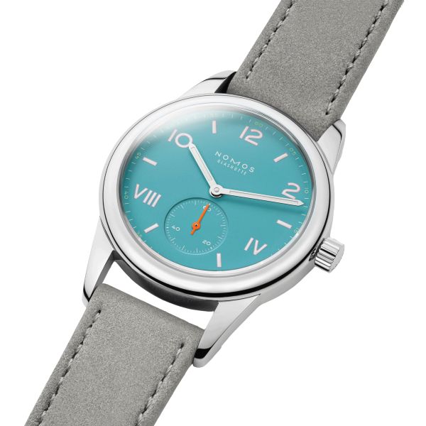 NOMOS Club Campus Endless Blue mechanical stainless steel watch turquoise blue dial  36 mm 717