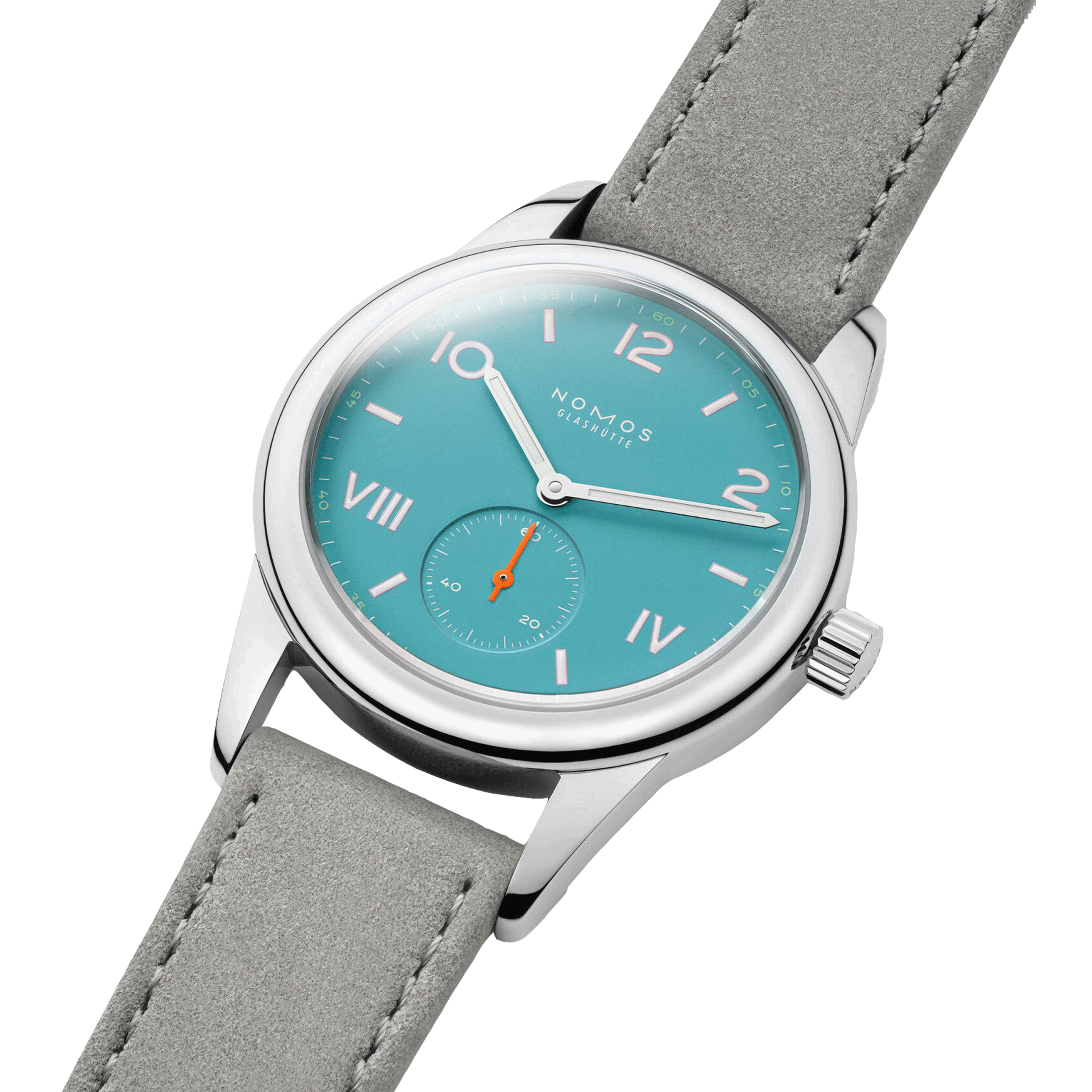 NOMOS Club Campus Endless Blue mechanical stainless steel watch turquoise blue dial  36 mm 717