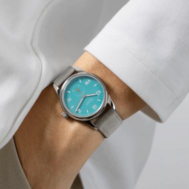 NOMOS Club Campus Endless Blue mechanical stainless steel watch turquoise blue dial  36 mm 717