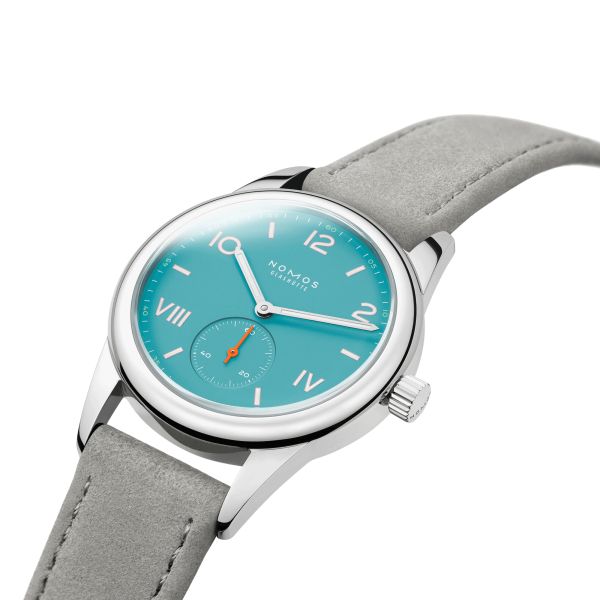 NOMOS Club Campus Endless Blue mechanical stainless steel watch turquoise blue dial  36 mm 717