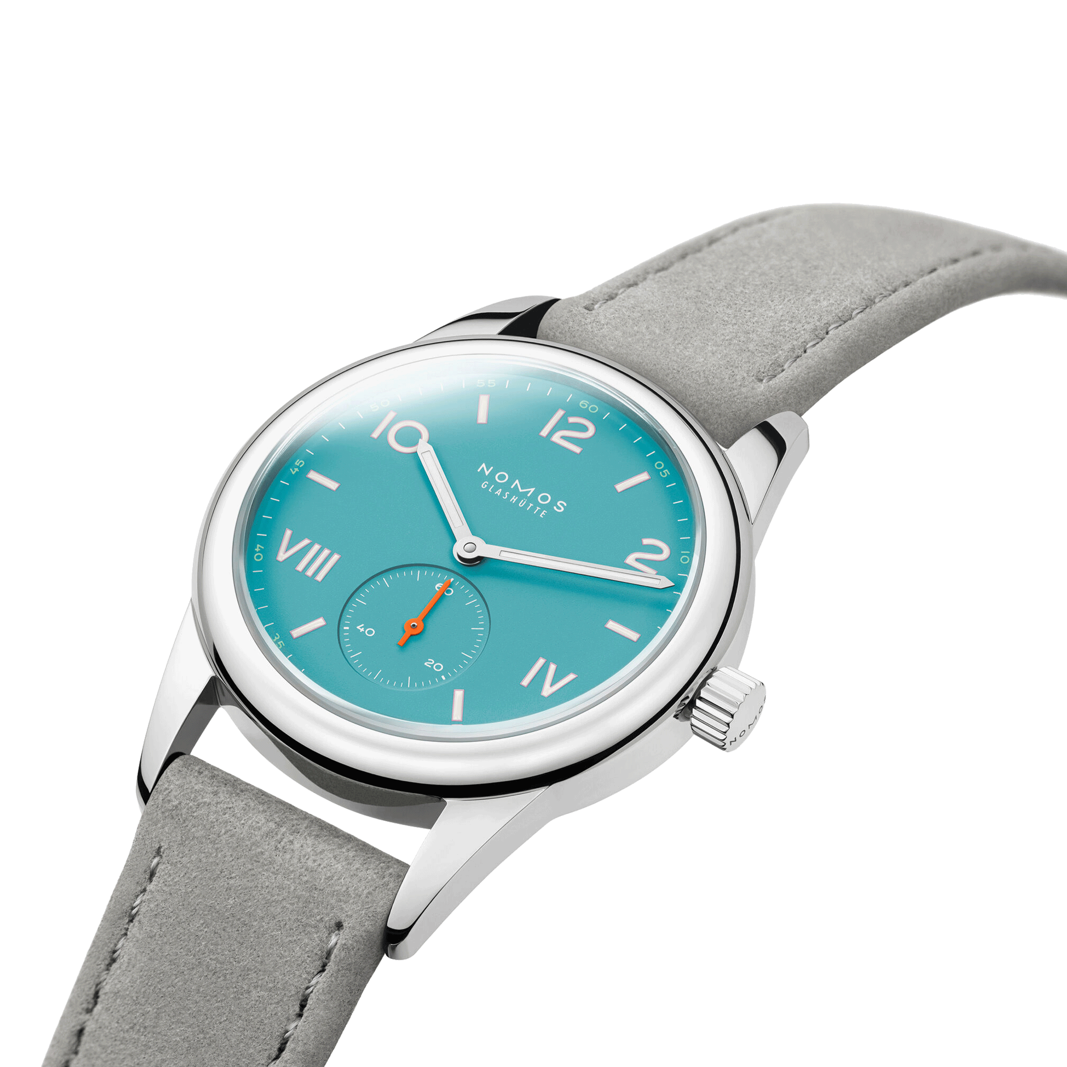 NOMOS Club Campus Endless Blue mechanical stainless steel watch turquoise blue dial  36 mm 717