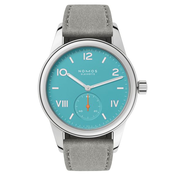 Montre NOMOS Club Campus Endless Blue mécanique fond acier cadran bleu turquoise 36 mm 717